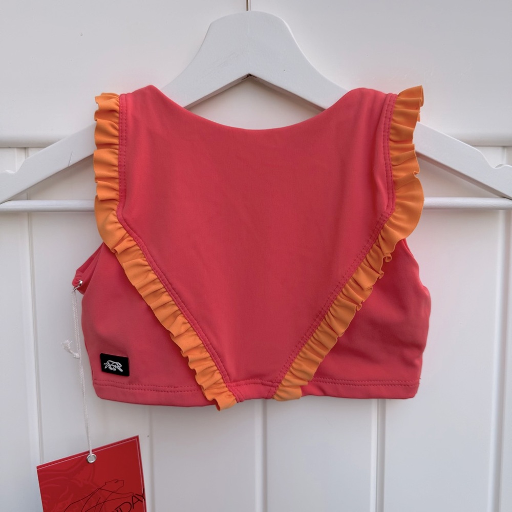 NWT Tiger Friday Dancewear Faye Reversible Crop Top Size CM Color Papaya - Picture 3 of 9